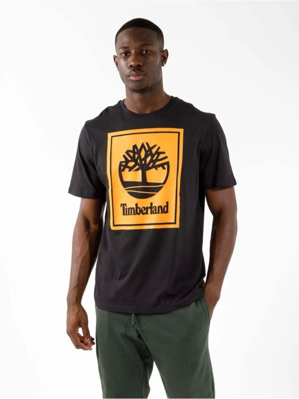 Timberland Square Stack Logo Crew Neck T-Shirt  - Mens Medium